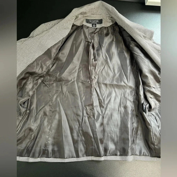 Women’s Size 8 Blazer Black White Houndstooth Career Preppy Bow Pockets Coquette - Picture 6 of 15